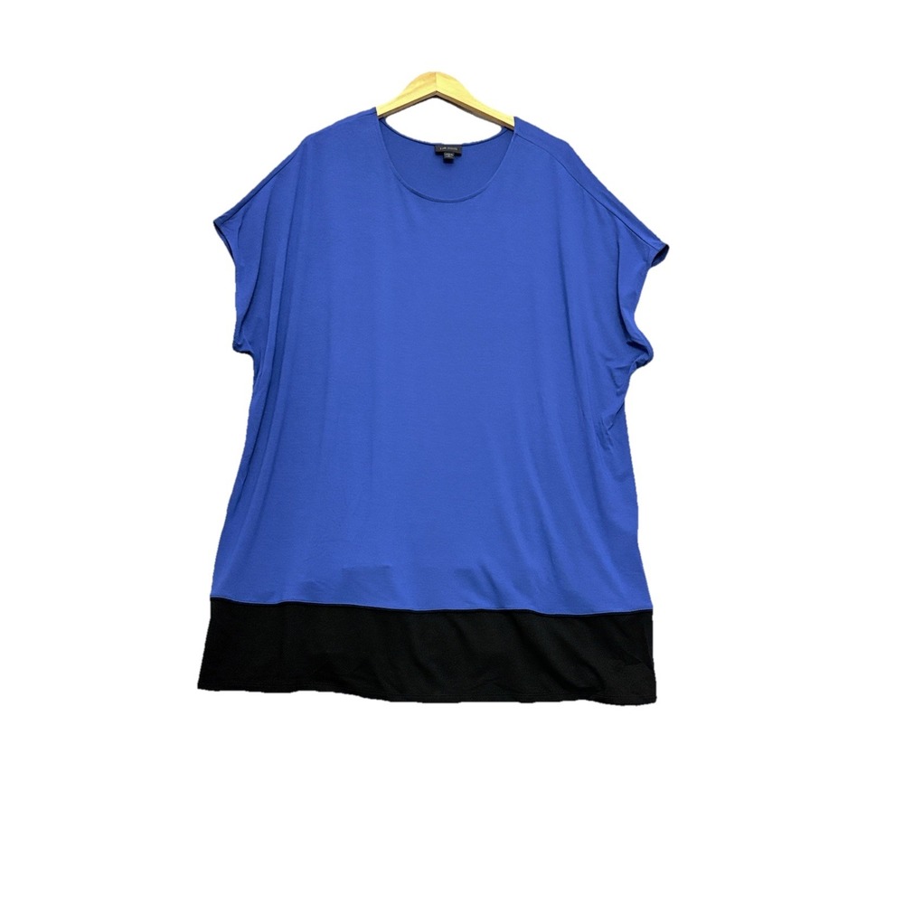 J. Jill Wearever Top Size 3X Blue Contrast Hem Casual Minimalist Layers Normcore